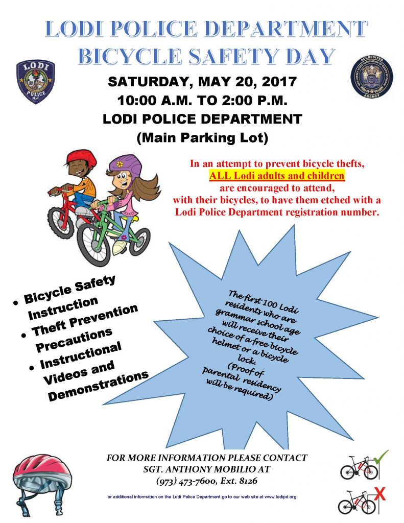 2017 bike safety day flyer – Lodi Police Department – Bergen County, N.J.